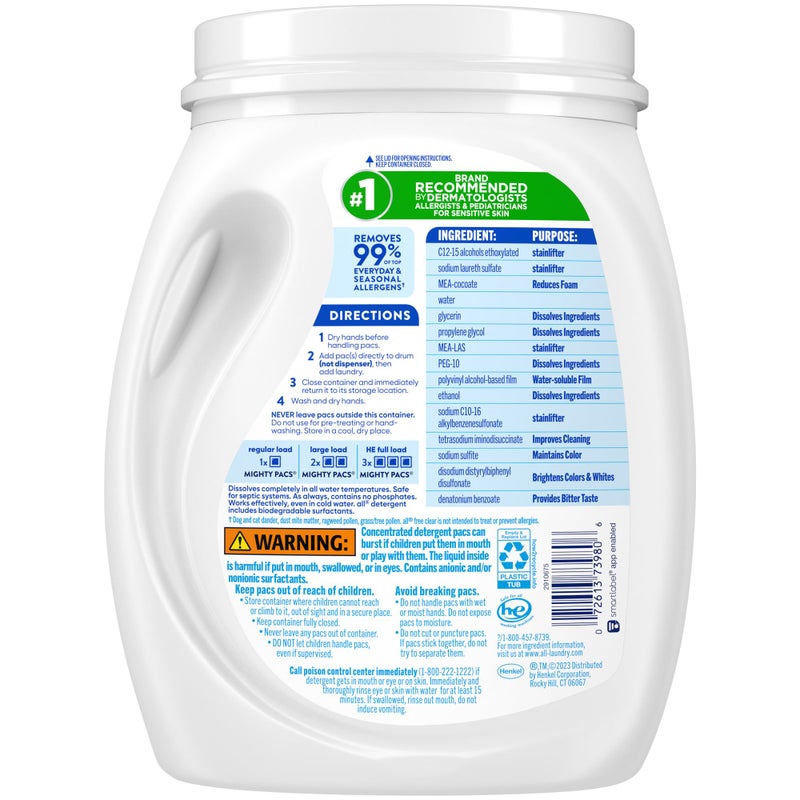 all Unit Dose Laundry Detergent, Mighty Pacs, Free Clear, 132 Count - Image 5